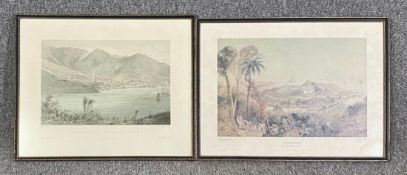 Two hand coloured framed and glazed engravings. E. Norman and Henry Maplestone. H.43 W.54cm (each)