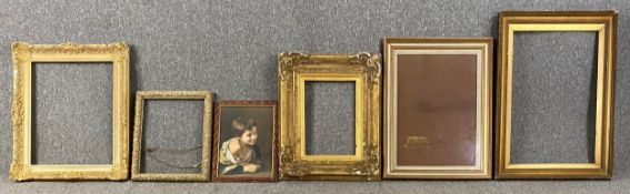 A 19th century James McClure carved giltwood and gesso picture frame along with five various other