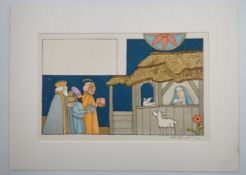 Tomie de Paola (1934-2020), watercolour and ink on paper; the wise men, signed. H.52 W.36cm.