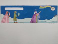 Tomie de Paola (1934-2020), watercolour and ink on paper; the wise men, signed. H.52 W36cm.
