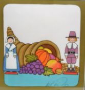 Tomie de Paola (1934-2020), watercolour and ink on paper, artwork for My First Thanksgiving, signed.