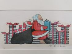 Tomie de Paola (1934-2020), watercolour and ink on paper; Father Christmas, signed. W.26 H.19cm.