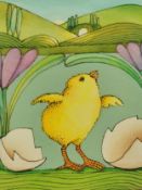 Tomie de Paola (1934-2020), watercolour and ink on paper; easter chick, signed. H.34 W.24cm.