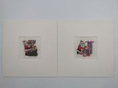 Tomie de Paola (1934-2020), a pair of watercolours and ink on paper; Father Christmas, signed. H.