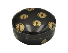 A 19th century bronze kagami mirror in a lacquered and gilt decorated kagami-bako box. Dia.14cm.