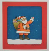 Tomie de Paola (1934-2020), watercolour and ink on paper; Father Christmas, signed. H.19 W.16cm.