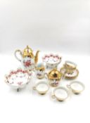 A Tirschenreuth Bavaria five piece coffee set with transferred floral and gilt decoration, along