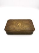 A Christmas 1914 Queen Mary tobacco tin with two pouches (opened). H.2.6 L.13 W.8.5cm