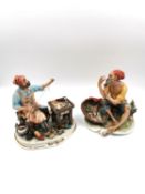 Two Italian hand painted bisque figures by Capodimonte; one 'The Cobbler' by Germano Cortese, and