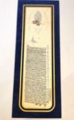 A finely painted and hand written 18th century Ottoman firman/official document, signed and