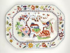 A large early 19th century Masons Ironstone 'Flying Bird' pattern meat platter, with drip channels