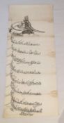 An 18th century hand written Ottoman firman in black ink on paper, bearing the seal/tughra of Sultan