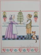 Tomie de Paola (1934-2020), watercolour and ink on paper; draft for a book cover, signed. H.38 W.
