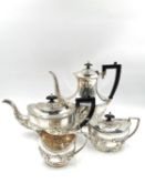 A De Montfort silver on copper four piece tea service consisting of a teapot, coffee pot, creamer