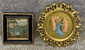 A 19th century watercolour in an ebonised and gilt broad Hogarth frame, along with a hand coloured