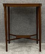 A late 19th century mahogany, satinwood strung and rosewood crossbanded lamp or occasional table.