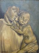 Oil on canvas, expressionist portrait study, signed W Schmeidler, framed. H.50 W.40cm