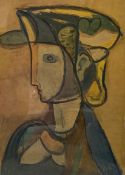 Werner Gilles (1891-1961), a framed and glazed lithograph, cubist style portrait, signed and