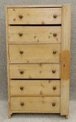 A pine chest section with locking stile. H.95 W.51 D.35cm