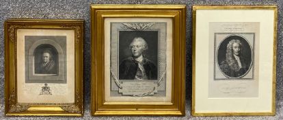 Three 19th century engravings of Tante de Dow, Jean George Wille, and Charles Lord Talbot