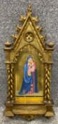 In the manner of Fra Angelico, a 19th century Florentine school oil on panel, Madonna and child in