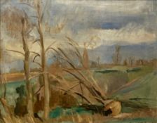 Ondine Magnard-Vlach (1904-1968), a signed and dated oil on canvas, landscape, in a gilt frame