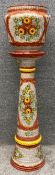 A mid century hand painted floor standing jardiniere on stand by Dervta, with maker's signature to