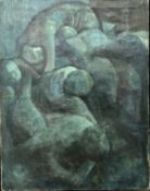 Oil on canvas, mid century expressionist figural abstract study, unsigned. H.93 W.74cm.