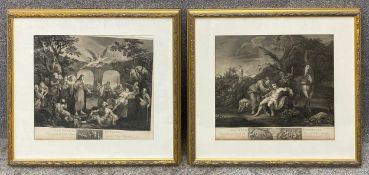 After Hogarth a pair of 18th/19th century engravings. Framed and glazed in gilt frames. H.70 W.78cm