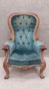 A Victorian mahogany framed armchair. H.107cm