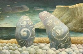 Anthony Brown (1907-1987), a surrealist style oil on canvas titled 'Fossil Rocks' signed and dated