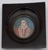 A 19th century miniature portrait of Pope Pius VII 'After His Imprisonment at Fontainebleau' by/