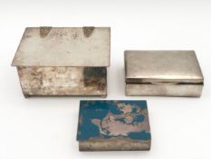 An Arts and Crafts hammered silver plated box marked Payne, Oxford and two hallmarked silver