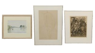 Julia Wright, a signed and dated watercolour titled 'The Loire From Gennes' 1999, in a limed oak