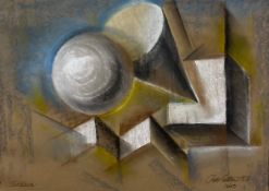 Hector McDonald Sutton (1903-1992), a signed and dated abstract coloured chalk pastel drawing on