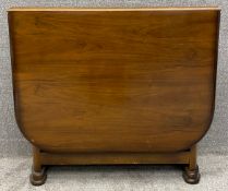 A mid century Art Deco style walnut veneered drop flap table with a gateleg action. (one gateleg