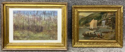 An indistinctly signed and dated watercolour, woodland scene, in a conservation grade frame, along