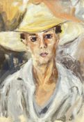Oswald Kollreider (1922-2017), an oil on paper titled 'Mallorcan Boy' 1962. Framed and glazed with