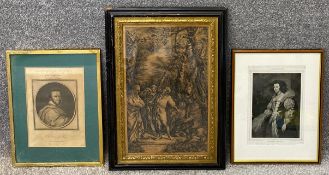 An 18th century engraving of Ben Johnson, along with a late 18th or early 19th century engraving '