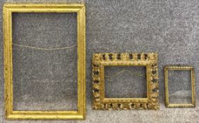 A collection of three picture frames to include one finely carved Florentine style gilt frame and