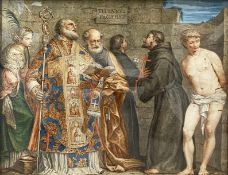 After Titian, a Renaissance style ink and watercolour on paper after the 1535 original painting, a
