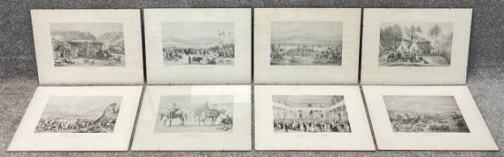 A collection of eight lithographs depicting Spanish colonial scenes in Chile, after Claude Gay (