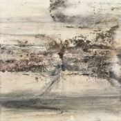 Oil on canvas, abstract composition, label to reverse: Arabella Sim, Falling Waters II, 1998. H.46