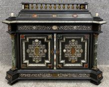 A mid 19th century Italian ebonised hardstone and ivory inlaid table cabinet in the Renaissance