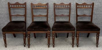 A set of four late 19th century walnut dining chairs. H.90cm (each)