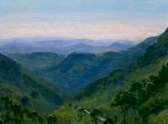 John Webster (1932-2020), oil on board; Road Through the Gap, Sri Lanka, signed with gallery label