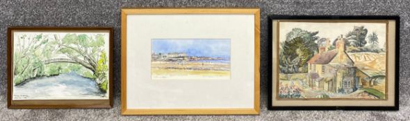 Three signed watercolours to include one of Kilkee, Eire by Ann Usborne (b.1939), one of 'Rainbow