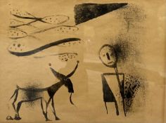Werner Gilles (1891-1961), a framed and glazed lithograph, modernist abstract figural composition,