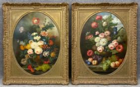 A large pair of 19th century Dutch style still life prints on canvas in gilt frames. H.130 W.