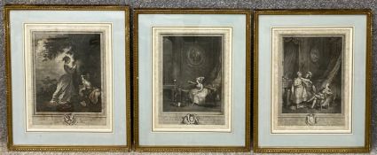 A set of three 19th century French engravings, 'Le Chiffre D'Amour', 'La Consolation De L'